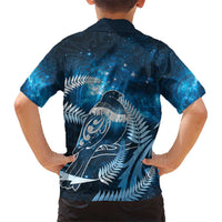 New Zealand Matariki Family Matching Short Sleeve Bodycon Dress and Hawaiian Shirt Pigeon Kereru Maori Fern Art LT05 - Polynesian Pride