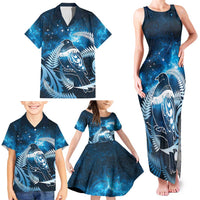 New Zealand Matariki Family Matching Tank Maxi Dress and Hawaiian Shirt Pigeon Kereru Maori Fern Art LT05 - Polynesian Pride
