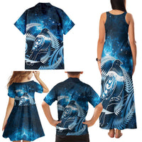 New Zealand Matariki Family Matching Tank Maxi Dress and Hawaiian Shirt Pigeon Kereru Maori Fern Art LT05 - Polynesian Pride