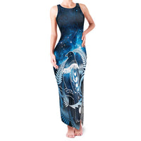 New Zealand Matariki Family Matching Tank Maxi Dress and Hawaiian Shirt Pigeon Kereru Maori Fern Art LT05 Mom's Dress Blue - Polynesian Pride