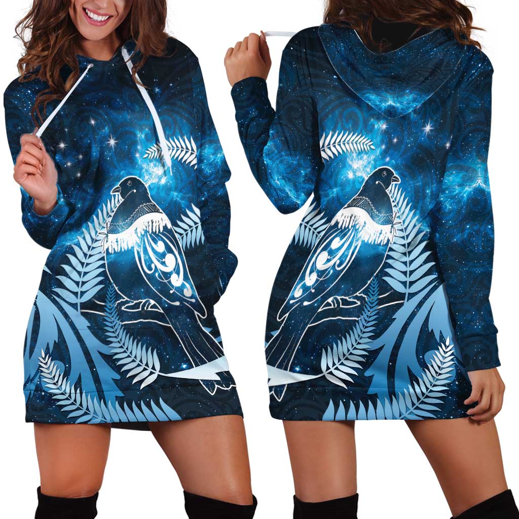New Zealand Matariki Hoodie Dress Pigeon Kereru Maori Fern Art LT05 - Polynesian Pride