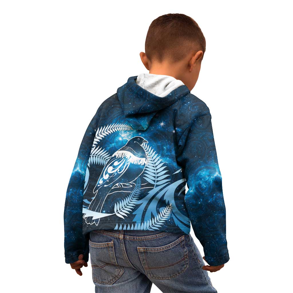 New Zealand Matariki Kid Hoodie Pigeon Kereru Maori Fern Art