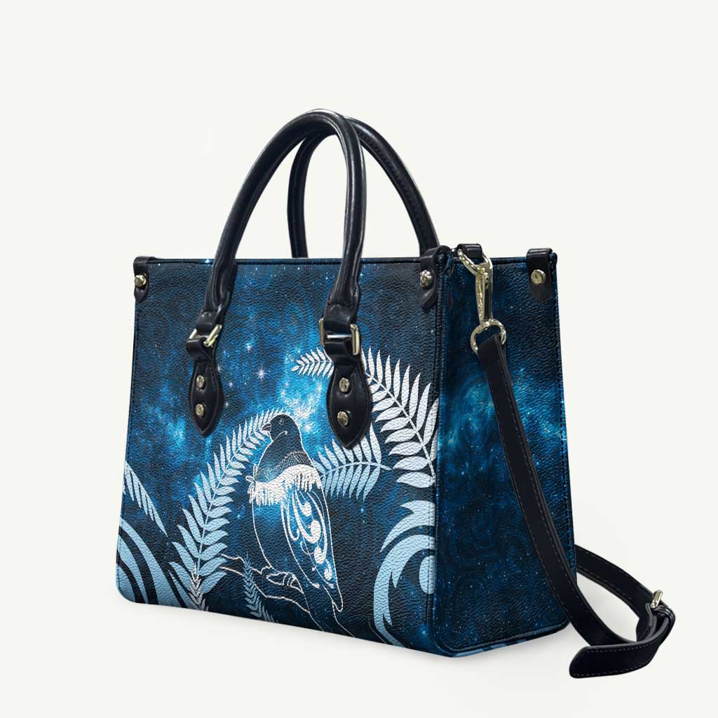 New Zealand Matariki Leather Bag Pigeon Kereru Maori Fern Art