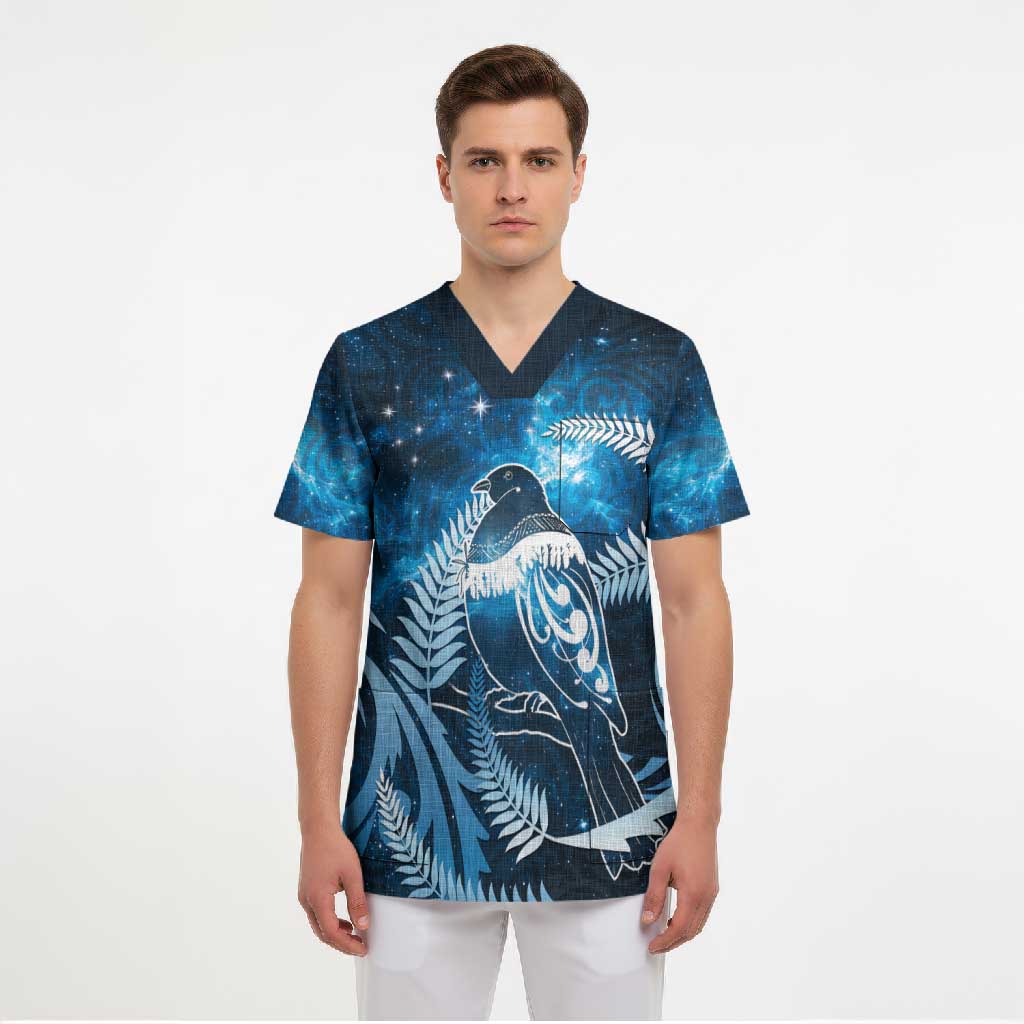 New Zealand Matariki Scrub Top Pigeon Kereru Maori Fern Art LT05 - Polynesian Pride
