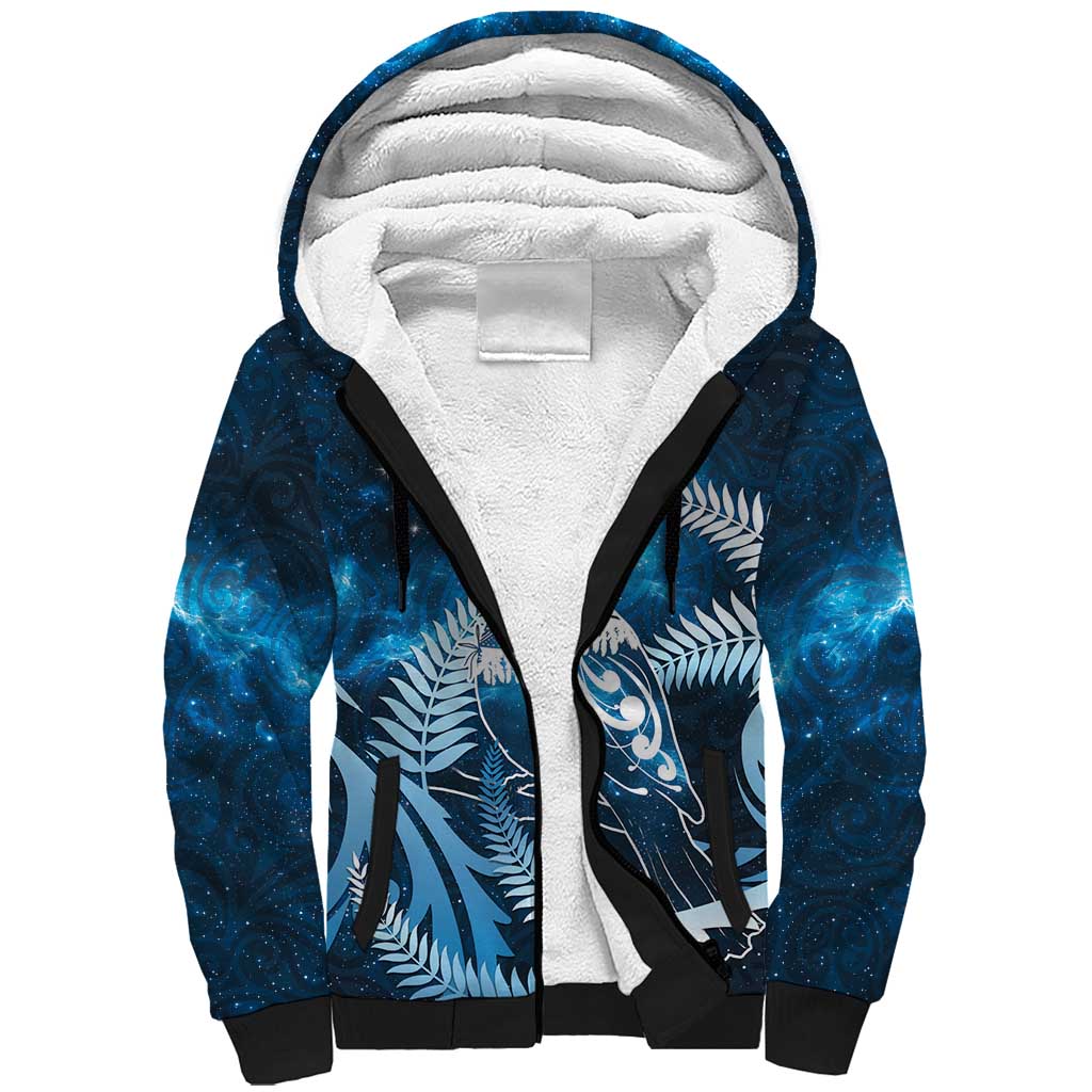 New Zealand Matariki Sherpa Hoodie Pigeon Kereru Maori Fern Art