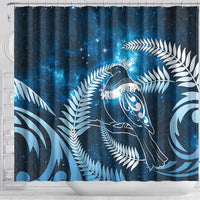 New Zealand Matariki Shower Curtain Pigeon Kereru Maori Fern Art