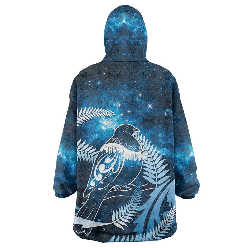 New Zealand Matariki Wearable Blanket Hoodie Pigeon Kereru Maori Fern Art