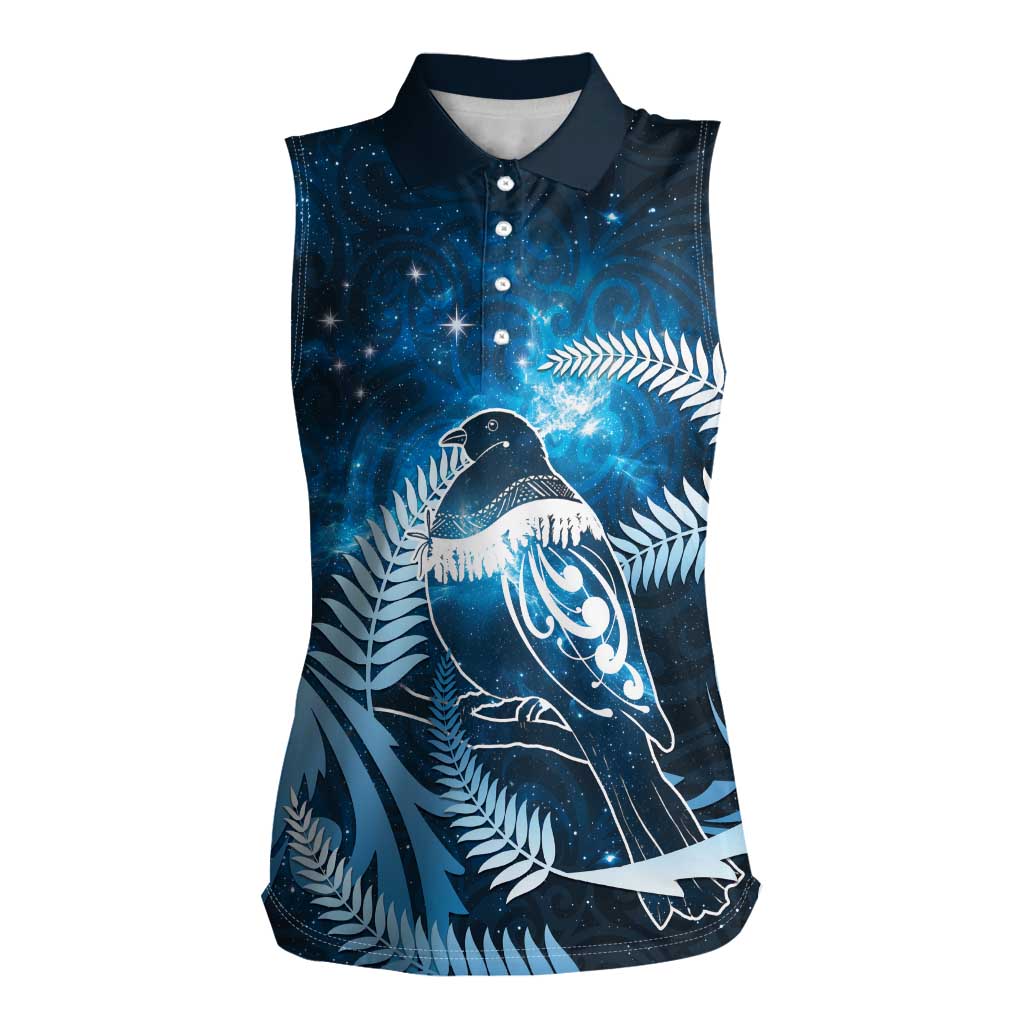 New Zealand Matariki Women Sleeveless Polo Shirt Pigeon Kereru Maori Fern Art