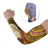 Hawaii King Kamehameha Arm Sleeves Hawaiian Kakau Pattern With Leis