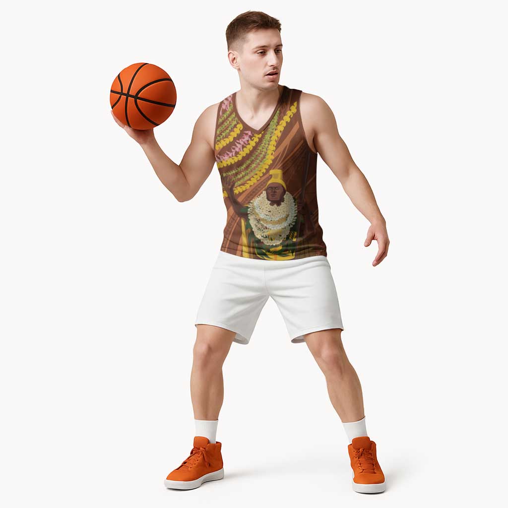 Hawaii King Kamehameha Basketball Jersey Hawaiian Kakau Pattern With Leis