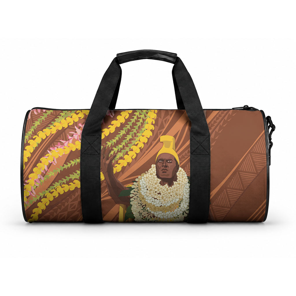 Hawaii King Kamehameha Duffle Bag Hawaiian Kakau Pattern With Leis