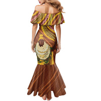 Hawaii King Kamehameha Family Matching Mermaid Dress and Hawaiian Shirt Hawaiian Kakau Pattern With Leis LT05 - Polynesian Pride
