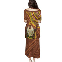 Hawaii King Kamehameha Family Matching Puletasi and Hawaiian Shirt Hawaiian Kakau Pattern With Leis