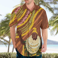Hawaii King Kamehameha Hawaiian Shirt Hawaiian Kakau Pattern With Leis LT05 - Polynesian Pride