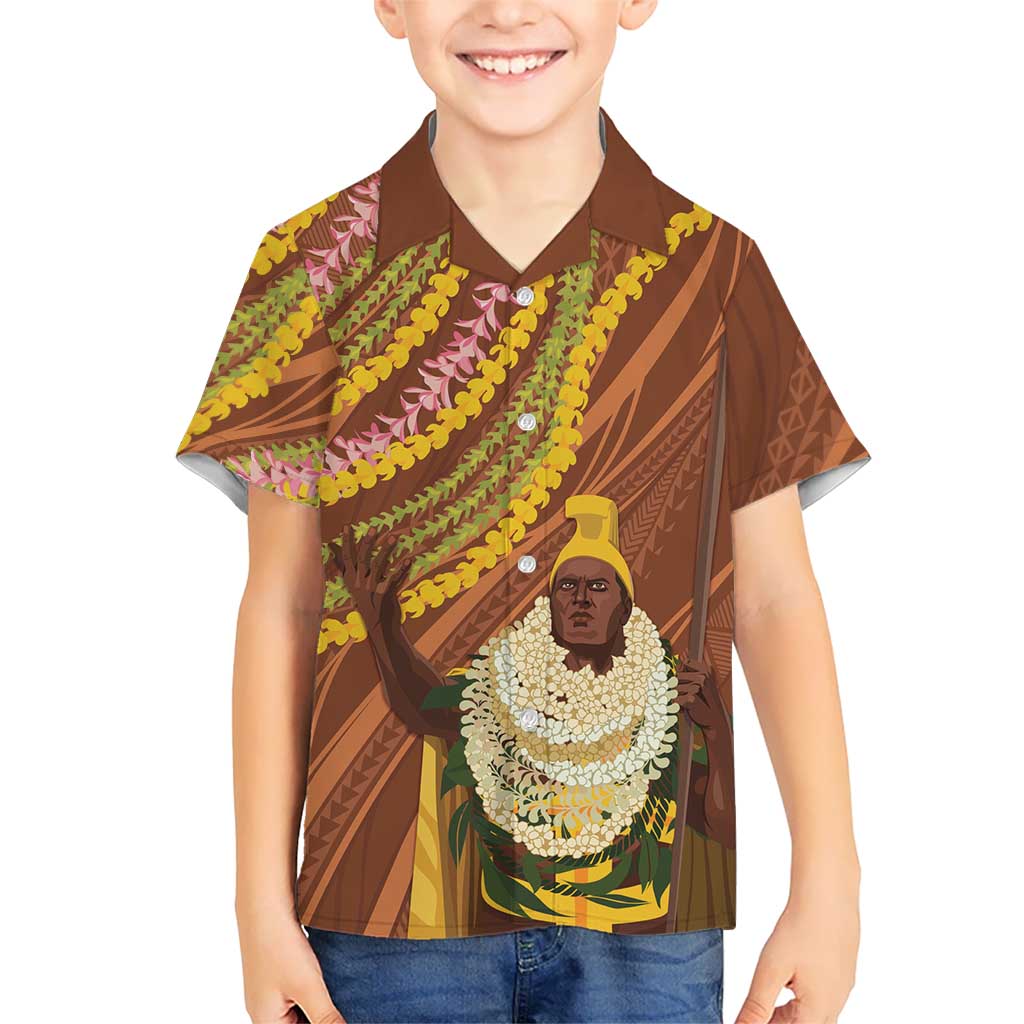 Hawaii King Kamehameha Hawaiian Shirt Hawaiian Kakau Pattern With Leis LT05 - Polynesian Pride