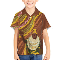 Hawaii King Kamehameha Hawaiian Shirt Hawaiian Kakau Pattern With Leis LT05 - Polynesian Pride