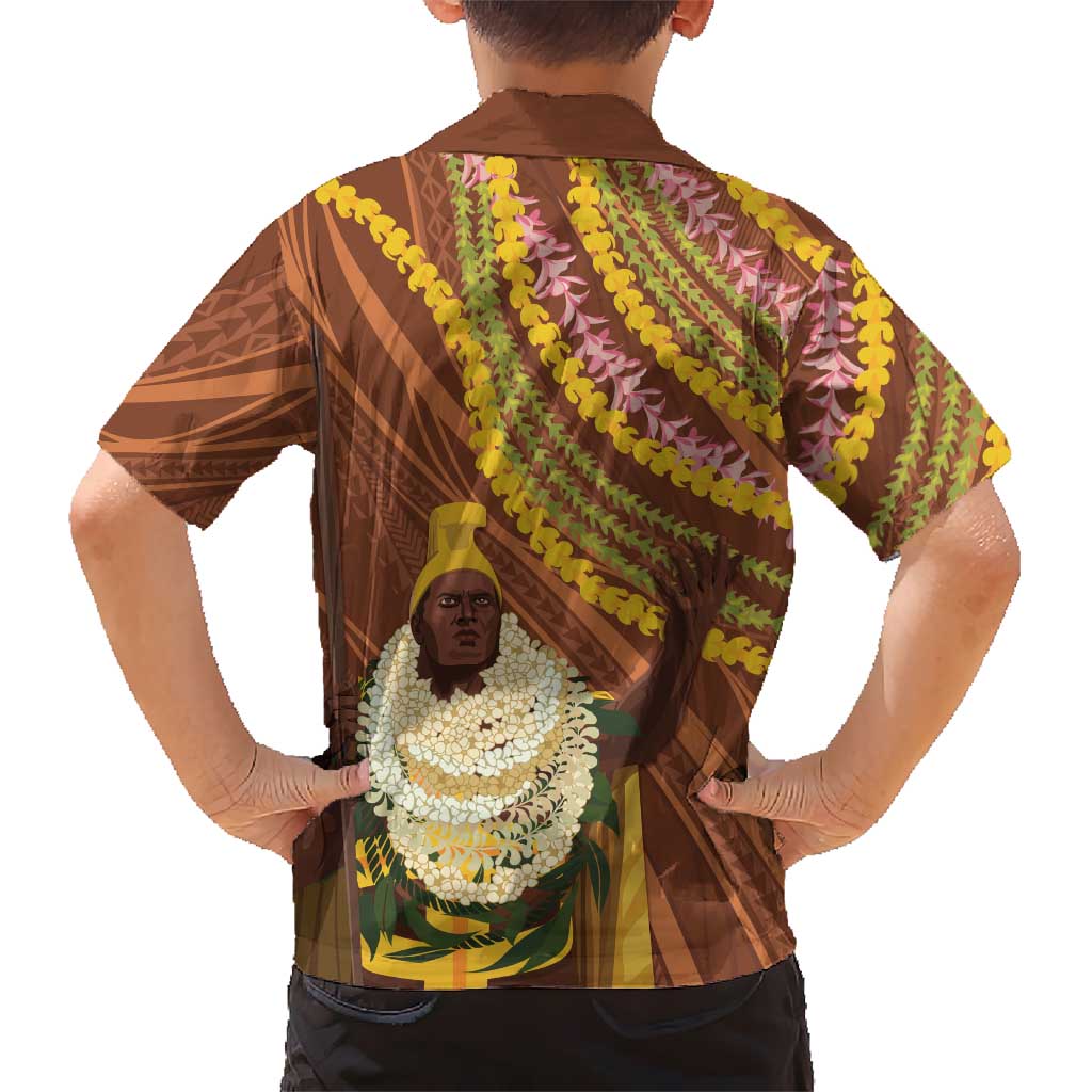 Hawaii King Kamehameha Hawaiian Shirt Hawaiian Kakau Pattern With Leis LT05 - Polynesian Pride