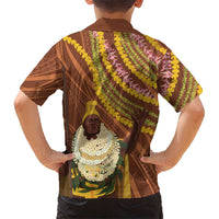 Hawaii King Kamehameha Hawaiian Shirt Hawaiian Kakau Pattern With Leis LT05 - Polynesian Pride