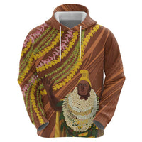 Hawaii King Kamehameha Hoodie Hawaiian Kakau Pattern With Leis