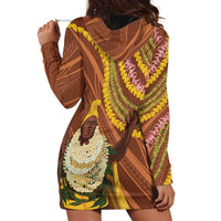 Hawaii King Kamehameha Hoodie Dress Hawaiian Kakau Pattern With Leis