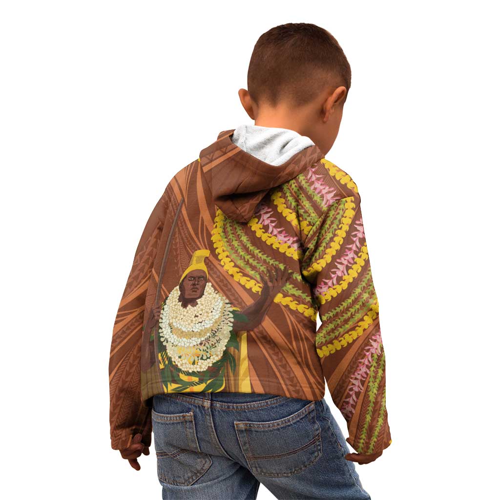 Hawaii King Kamehameha Kid Hoodie Hawaiian Kakau Pattern With Leis LT05 - Polynesian Pride