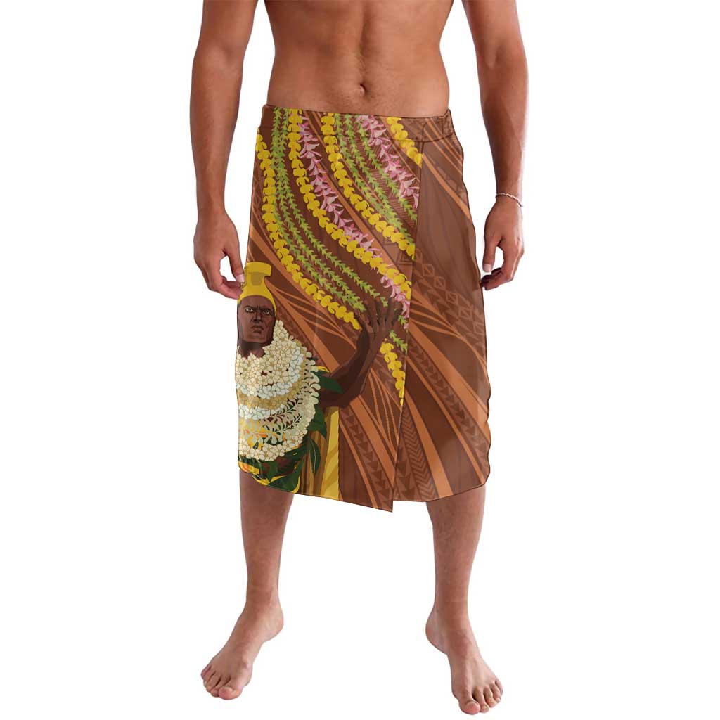 Hawaii King Kamehameha Lavalava Hawaiian Kakau Pattern With Leis