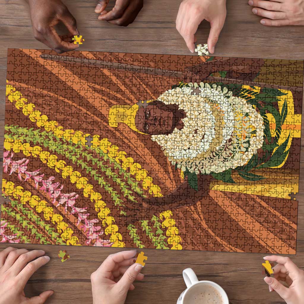 Hawaii King Kamehameha Puzzle Hawaiian Kakau Pattern With Leis
