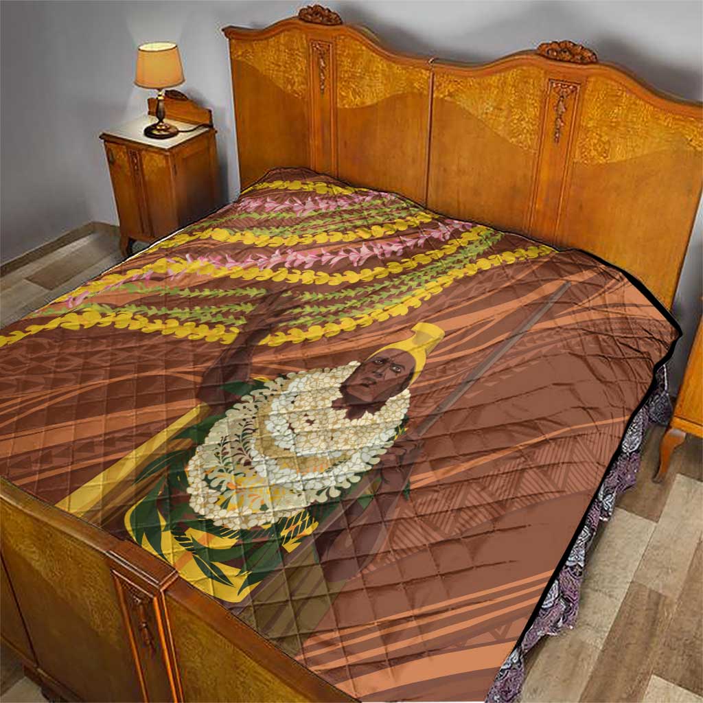 Hawaii King Kamehameha Quilt Hawaiian Kakau Pattern With Leis