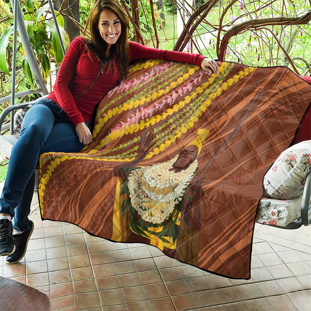 Hawaii King Kamehameha Quilt Hawaiian Kakau Pattern With Leis