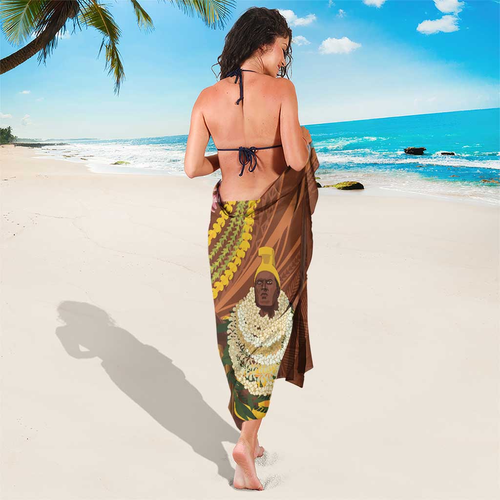 Hawaii King Kamehameha Sarong Hawaiian Kakau Pattern With Leis