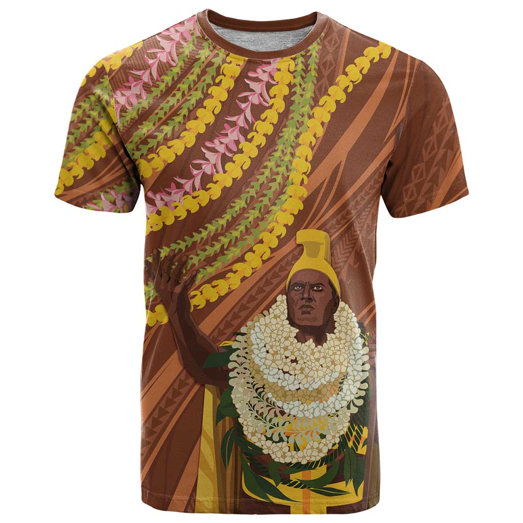 Hawaii King Kamehameha T Shirt Hawaiian Kakau Pattern With Leis