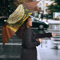 Hawaii King Kamehameha Umbrella Hawaiian Kakau Pattern With Leis