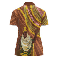 Hawaii King Kamehameha Women Polo Shirt Hawaiian Kakau Pattern With Leis LT05 - Polynesian Pride