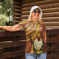 Hawaii King Kamehameha Women Polo Shirt Hawaiian Kakau Pattern With Leis LT05 - Polynesian Pride