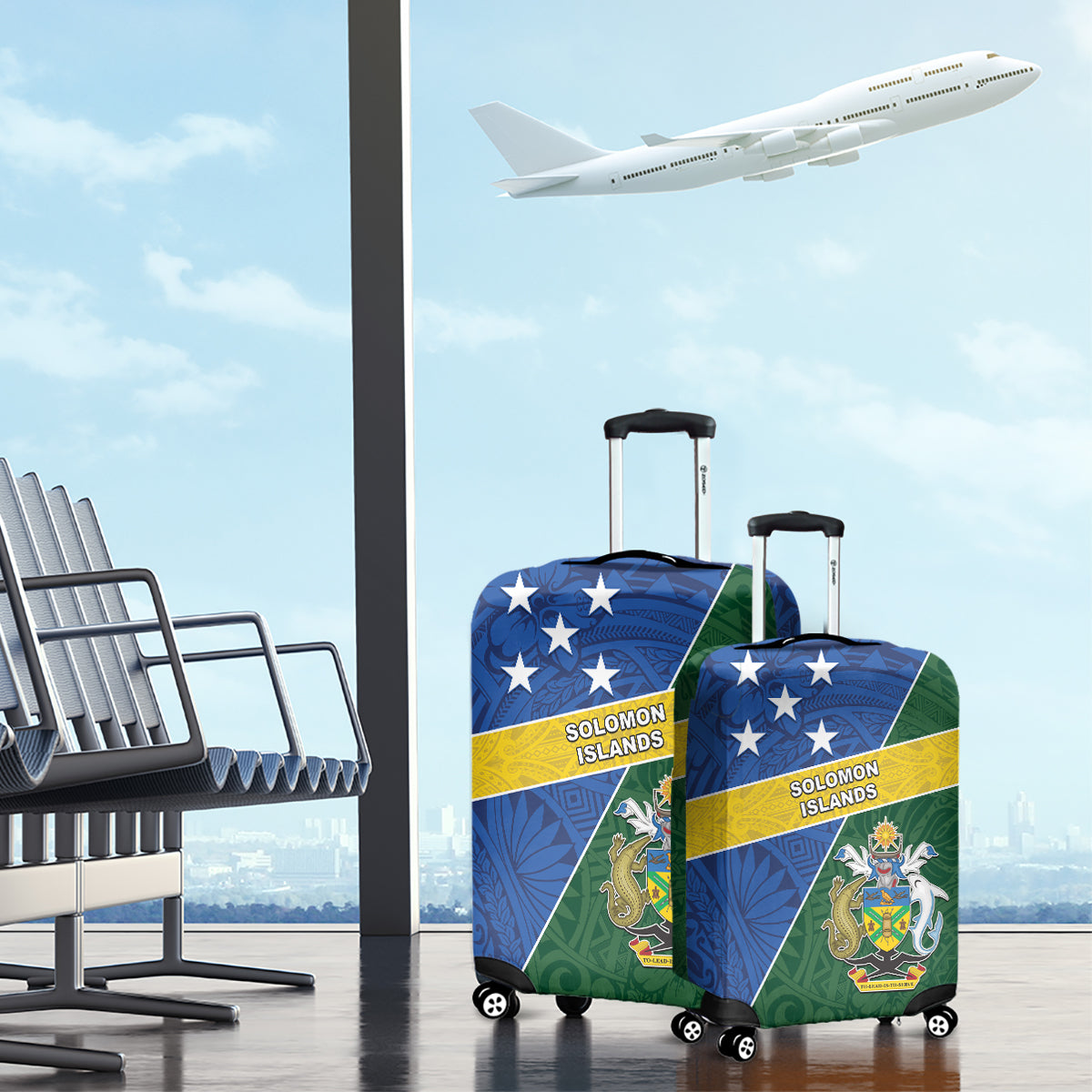 Solomon Islands Independence Day Luggage Cover With Coat Of Arms