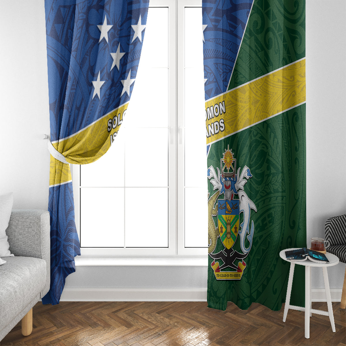 Solomon Islands Independence Day Window Curtain With Coat Of Arms