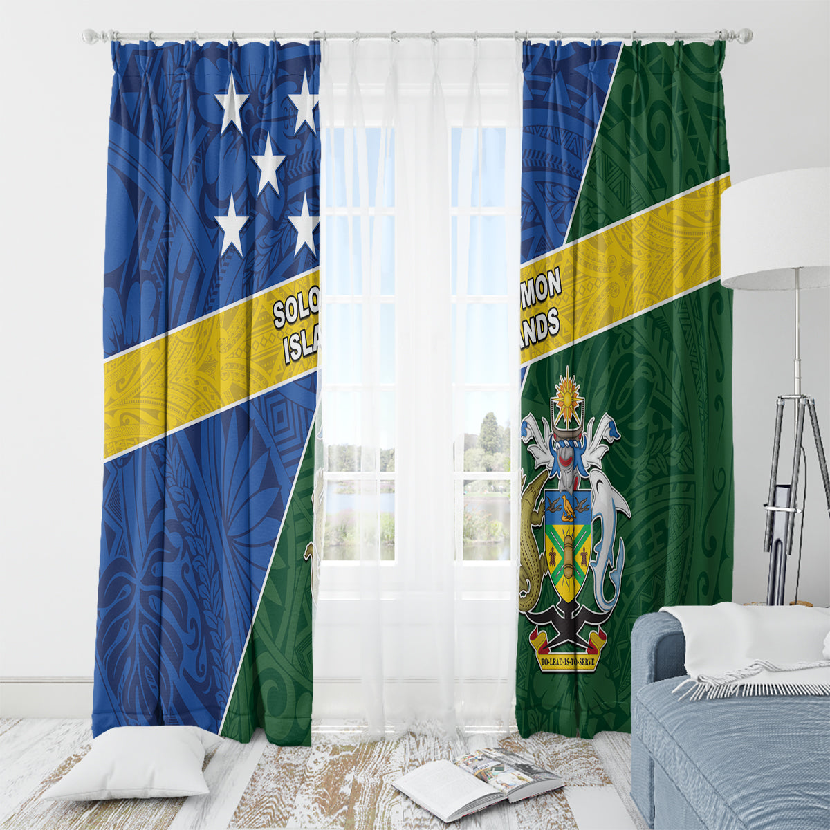 Solomon Islands Independence Day Window Curtain With Coat Of Arms