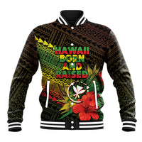 Personalized Hawaii Born and Raised Baseball Jacket Kanaka Maoli Flag Day