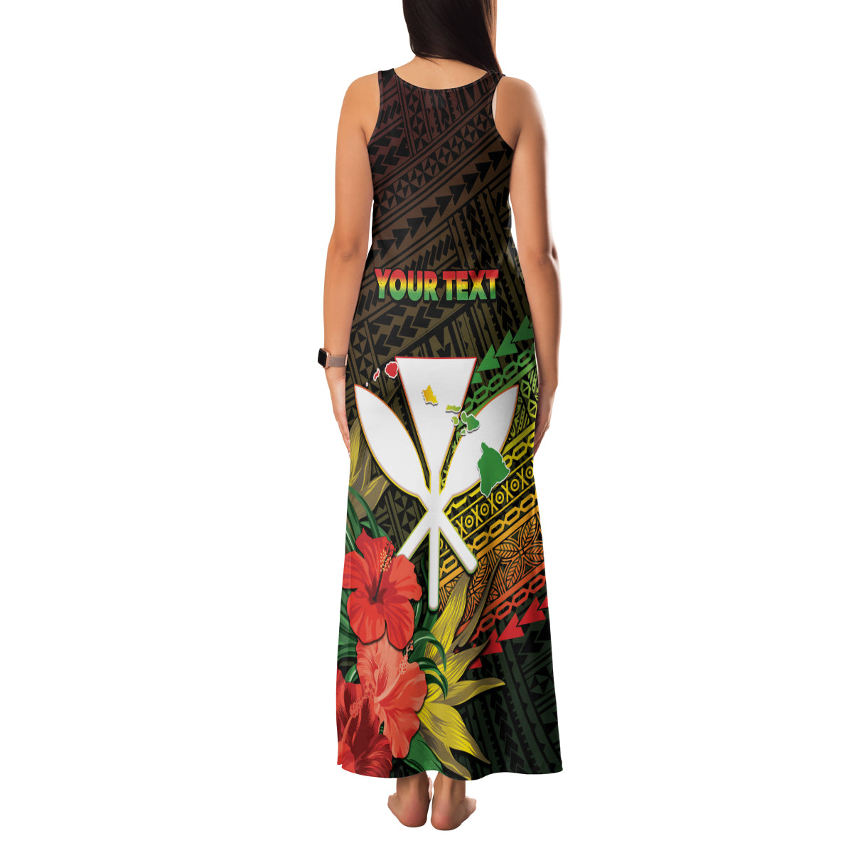 Personalized Hawaii Born and Raised Family Matching Tank Maxi Dress and Hawaiian Shirt Kanaka Maoli Flag Day