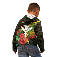 Personalized Hawaii Born and Raised Kid Hoodie Kanaka Maoli Flag Day