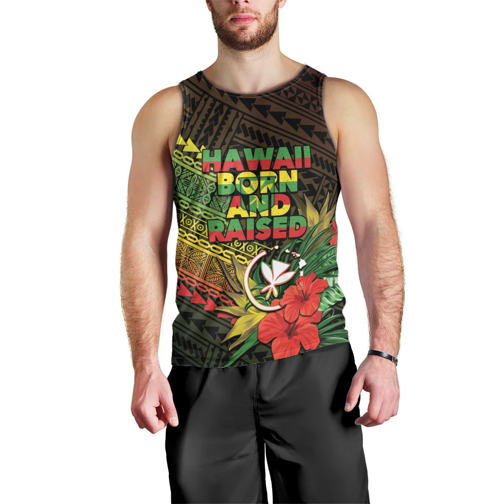 Personalized Hawaii Born and Raised Men Tank Top Kanaka Maoli Flag Day