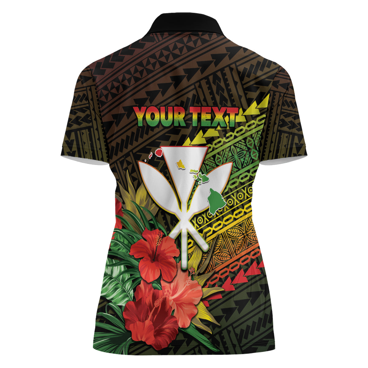 Personalized Hawaii Born and Raised Women Polo Shirt Kanaka Maoli Flag Day
