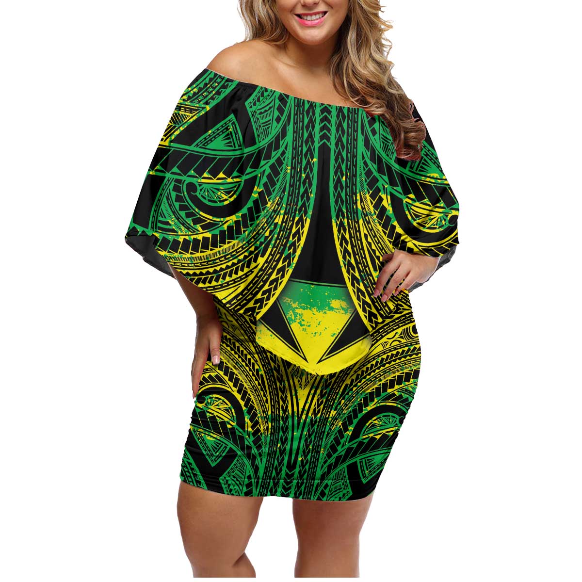 Personalised Wallis and Futuna Territory Day Family Matching Off Shoulder Short Dress and Hawaiian Shirt Polynesian Pattern Simple Style