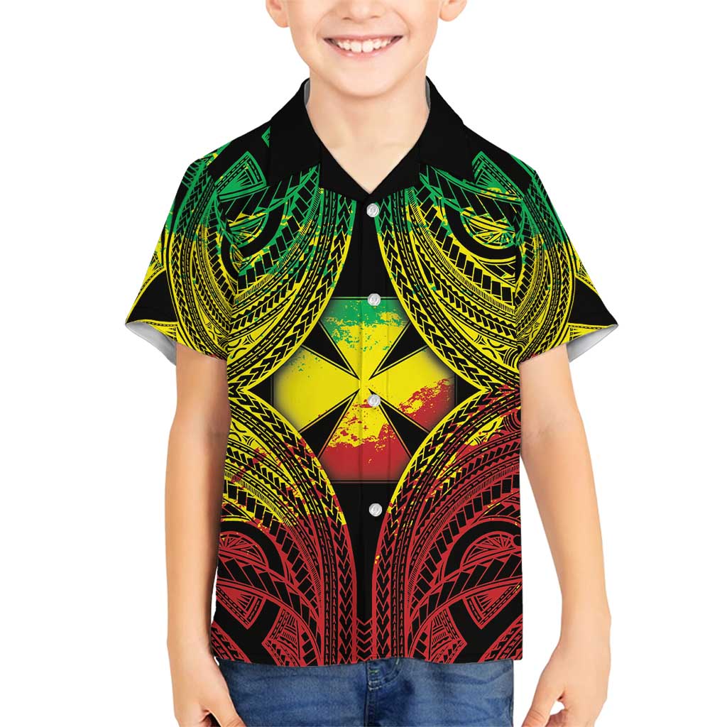 Personalised Wallis and Futuna Territory Day Family Matching Tank Maxi Dress and Hawaiian Shirt Polynesian Pattern Simple Style