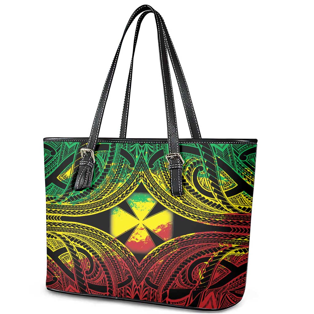 Wallis and Futuna Territory Day Leather Tote Bag Polynesian Pattern Simple Style