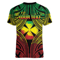 Personalised Wallis and Futuna Territory Day Women V-Neck T-Shirt Polynesian Pattern Simple Style LT05 - Polynesian Pride