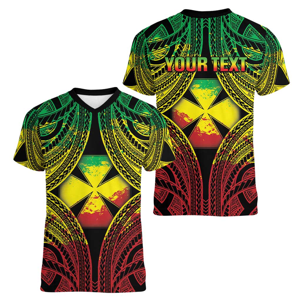 Personalised Wallis and Futuna Territory Day Women V-Neck T-Shirt Polynesian Pattern Simple Style LT05 - Polynesian Pride