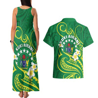 Cook Islands Happy Constitution Day Couples Matching Tank Maxi Dress and Hawaiian Shirt Pattern Tribal Art