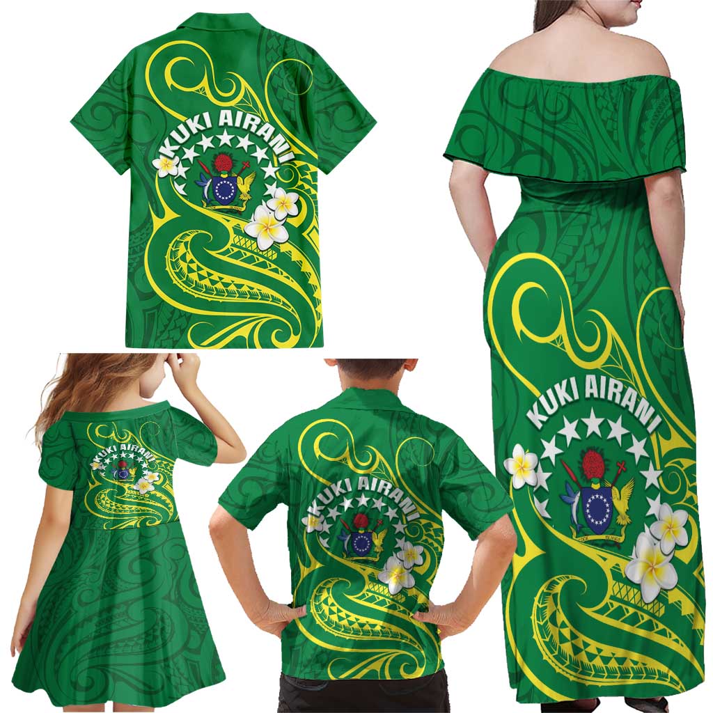 Cook Islands Happy Constitution Day Family Matching Off Shoulder Maxi Dress and Hawaiian Shirt Pattern Tribal Art