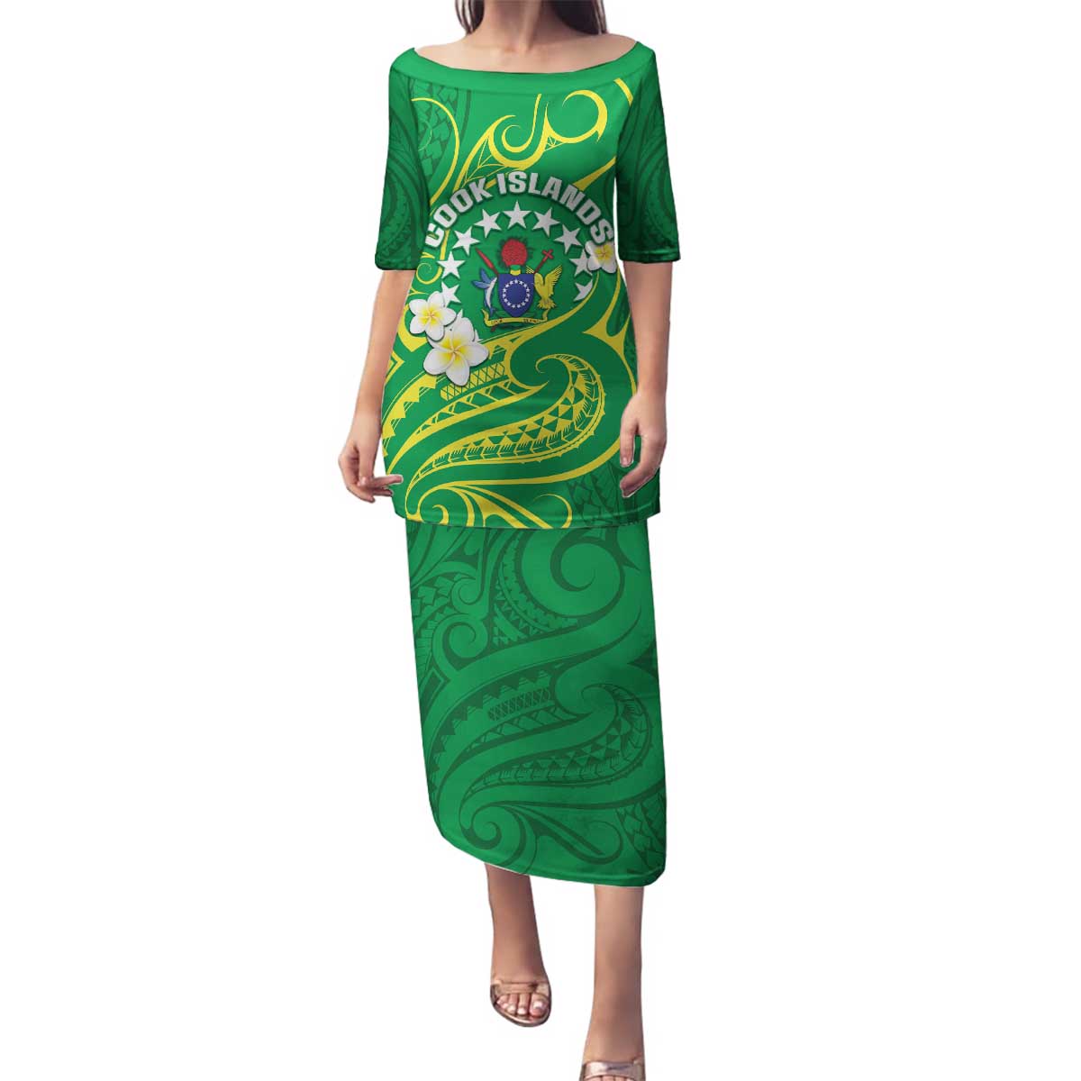 Cook Islands Happy Constitution Day Family Matching Puletasi and Hawaiian Shirt Pattern Tribal Art